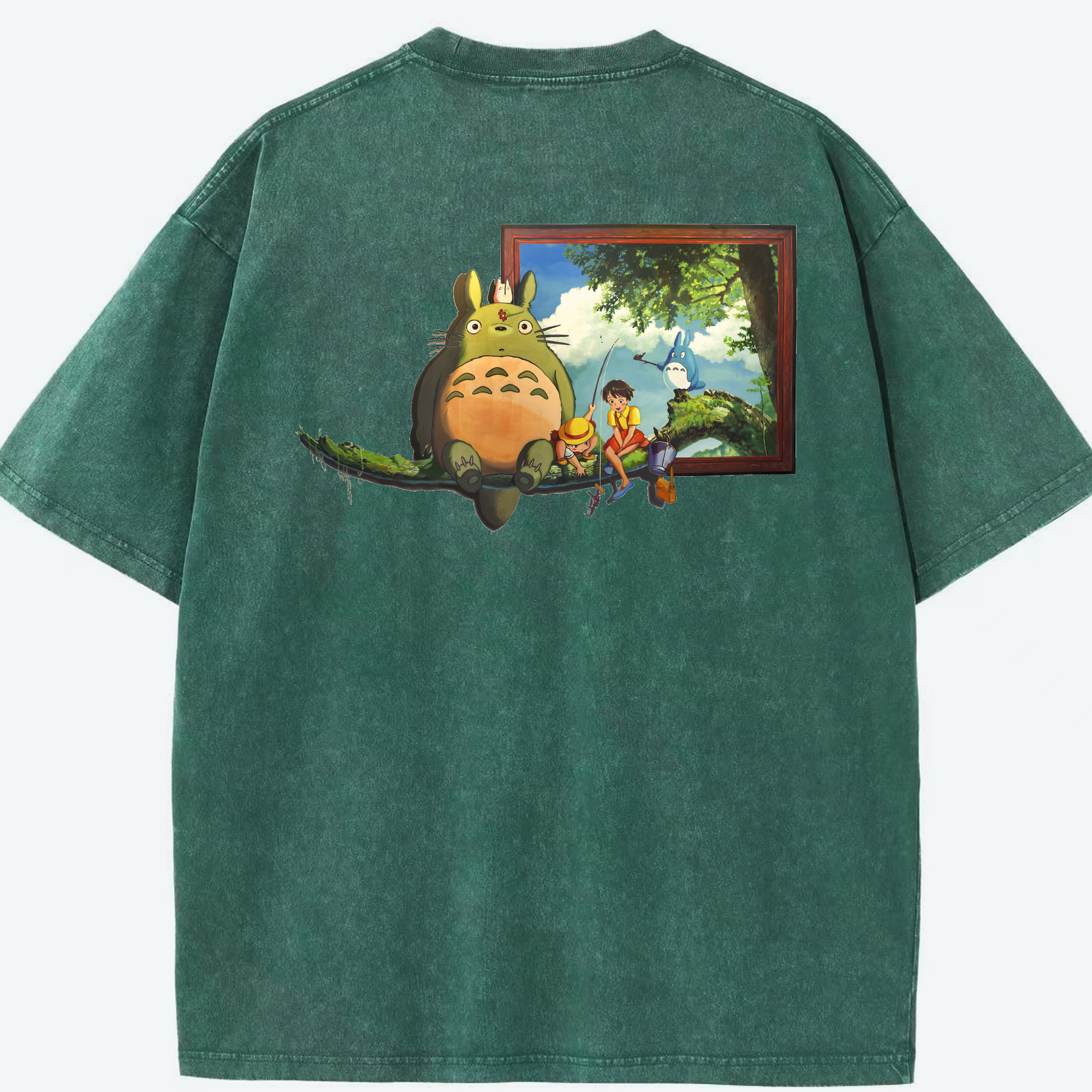 （画像用） となりのトトロ 草壁メイ 草壁サツキ My Neighbor Totoro Satsuki Kusakabe Mei Kusakabe 綿100% ヴィンテージ風 半袖Tシャツ（背面プリント）
